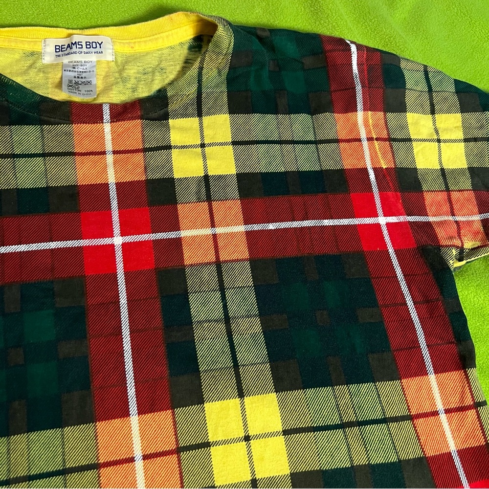 Beams Boy Multicolor Plaid Short Sleeve Tee